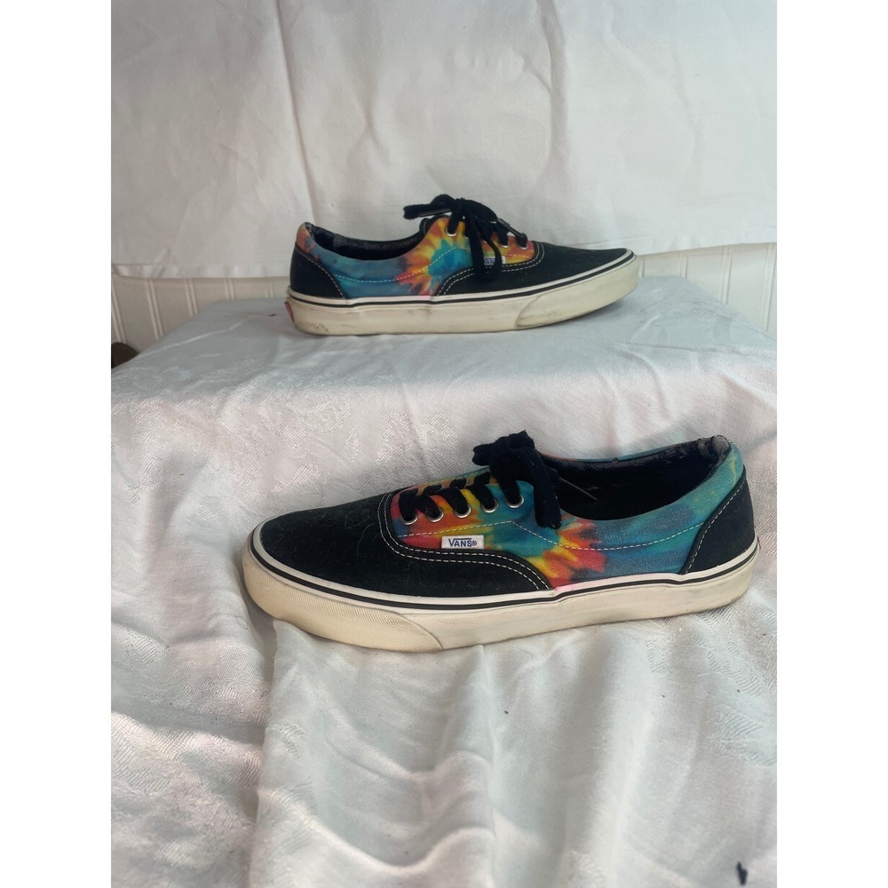 Vans Tie Dye Black Suede Low Top Skate Sneakers Mens 8.5 Womens 10